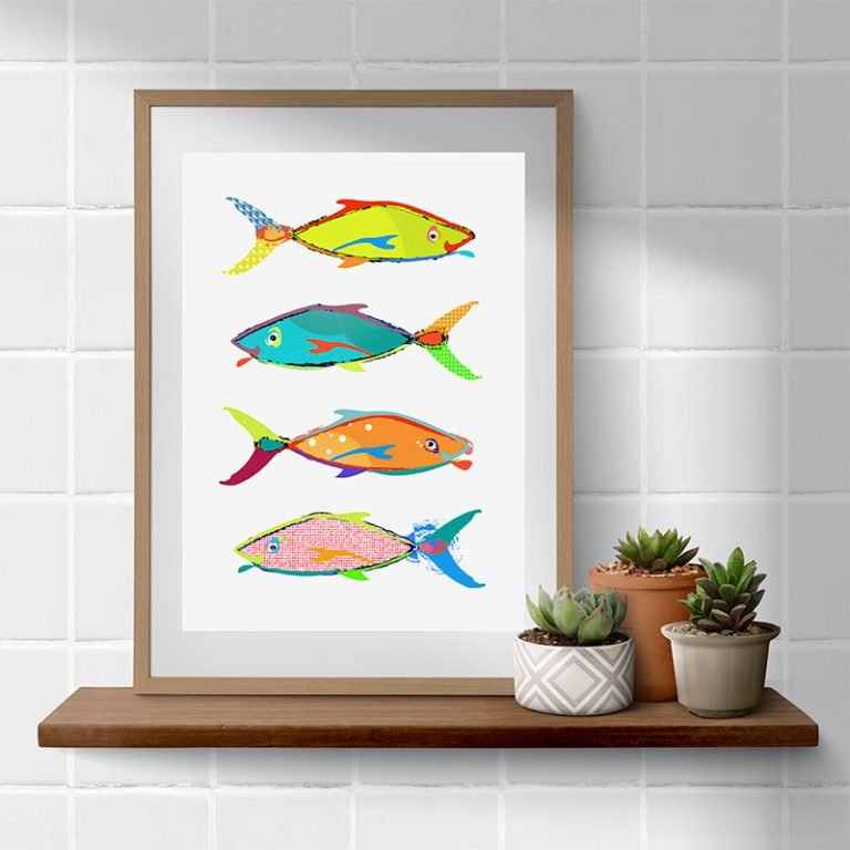 Colorful Tropical Fish Bathroom Art print on premium museum-grade fine art paper