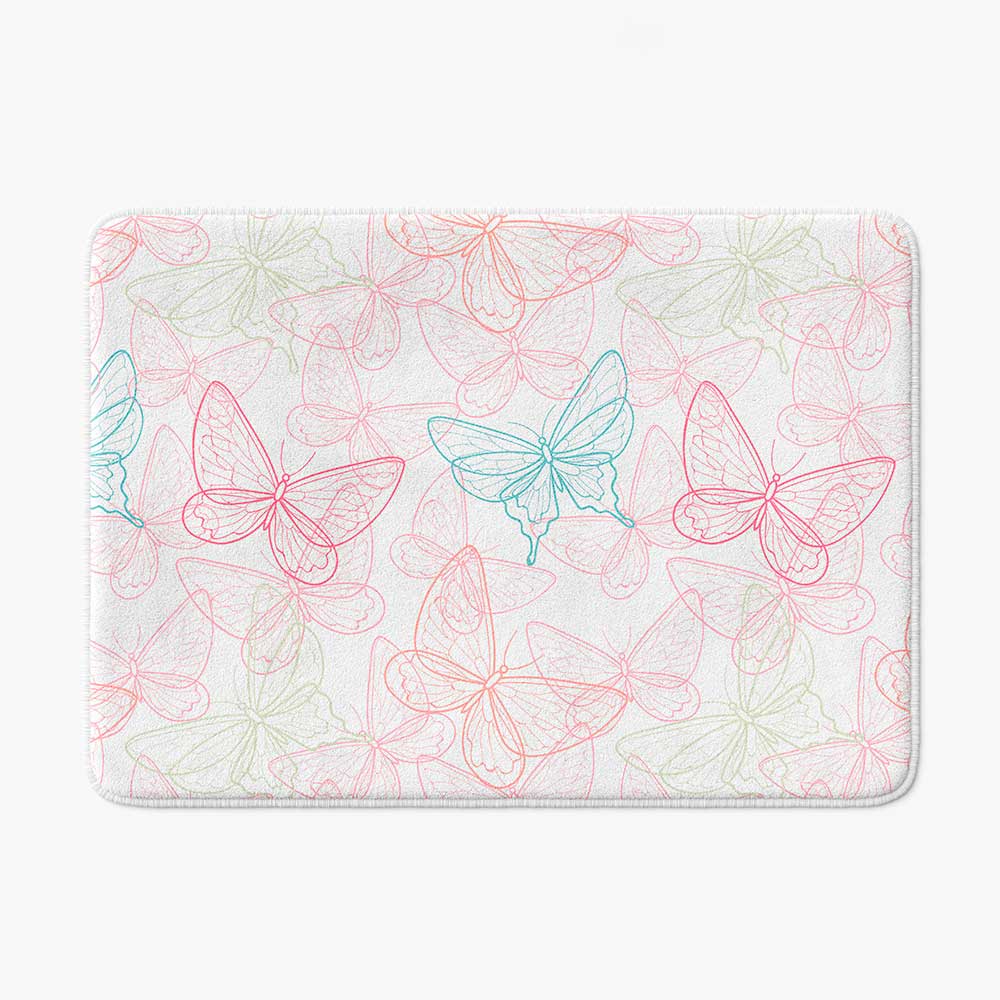 Absorbent Non Slip Butterfly Bath Mat For Toddler Girls Bathroom