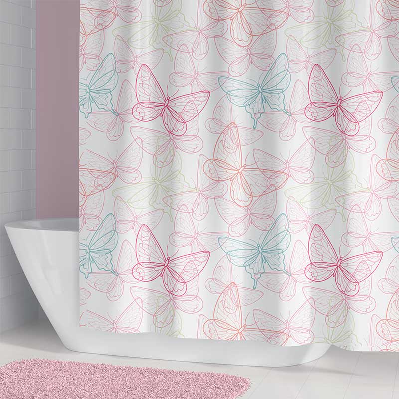 Extra Long Toddler Girls Butterfly Shower Curtain