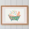 Shared sibling bathroom art print featuring colorful playful design on museum-grade fine art paper
