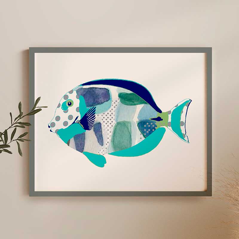 Blue Fish Bathroom Wall Art for Kids – Museum Grade Archival Fine Art Print - Image 4