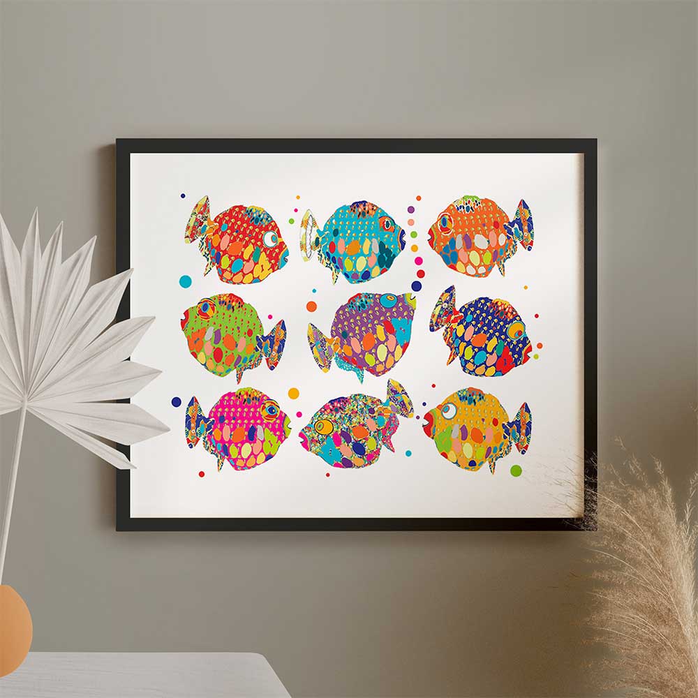 Kids Bathroom Wall Art With Fun Colorful Tropical Fish - Image 4