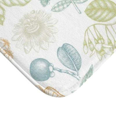 A soft and elegant botanical printed non slip microfiber bath mat.