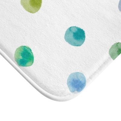 kids-non-slip-bath-mat-blue-green-polka-dots-memory-foam