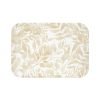 non- slip bath mat with beige and white watercolor leaves print and absorbent surface