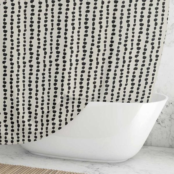 Classic modern black and beige striped shower curtain