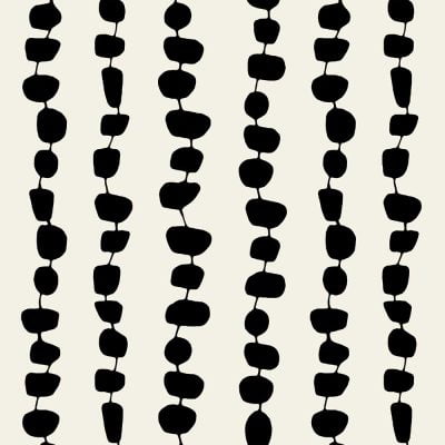 Modern Black And Cream Fabric Shower Curtain With Abstract Minimalist Artist Designed Stripes Pattern - Water Repellent, Shower Rings And Hooks Included