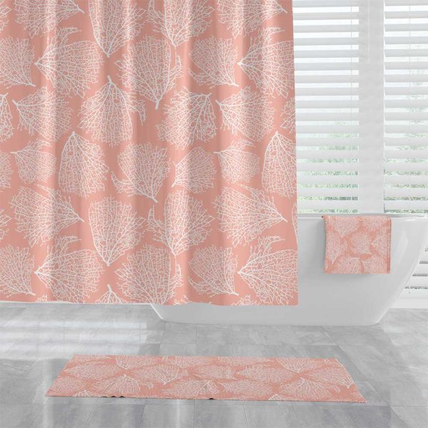 Waterproof Fabric Curtain With Hooks In Pink Color 600x600