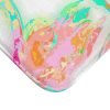 A vibrant pink flamingo tropical bathroom bath mat, perfect for adding a touch of tropical flair to any bathroom. Mold and mildew resistant, quick-drying, non-slip plush microfiber, washable.