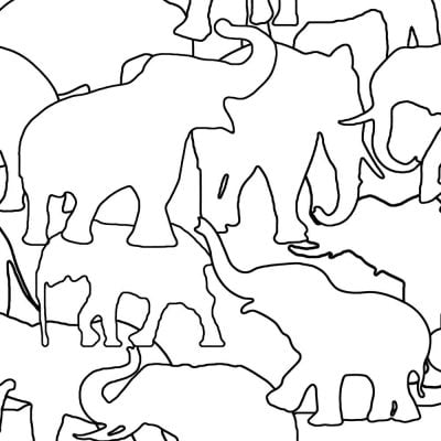 Black And White Elephant Shower Curtain For Kids Bathroom