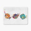 A colorful kids bath mat adorned with vibrant fish patterns, perfect for a kids' bathroom. Mold and mildew resistant, quick-drying, non-slip plush microfiber, washable.