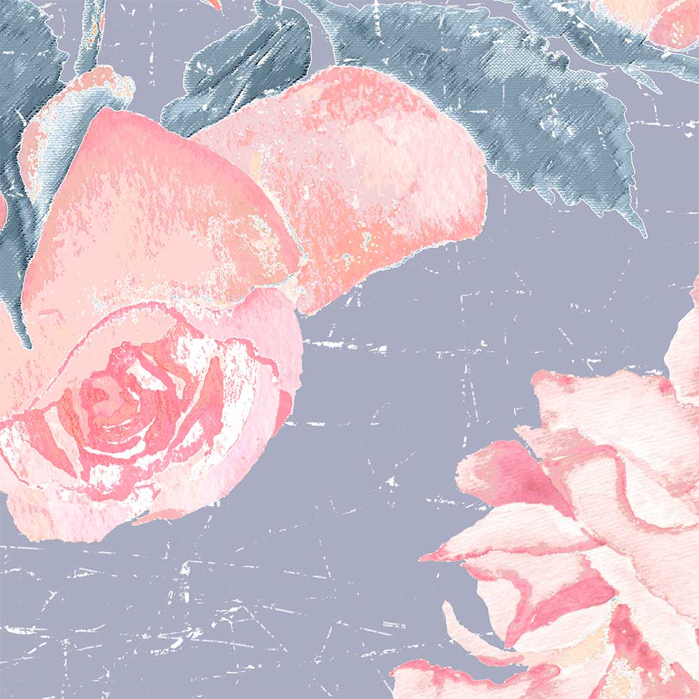 A vintage pink rose watercolor floral bath mat in lavender purple, perfect for adding elegance to any bathroom. Mold and mildew resistant, quick-drying, non-slip plush microfiber, washable.