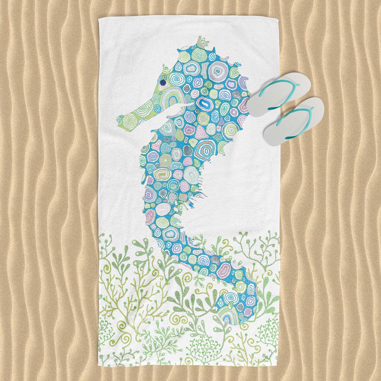 Kids Bathroom Set - Best Bath Towels With Blue Seahorse to Match Shower Curtain & Bathmat - Image 12