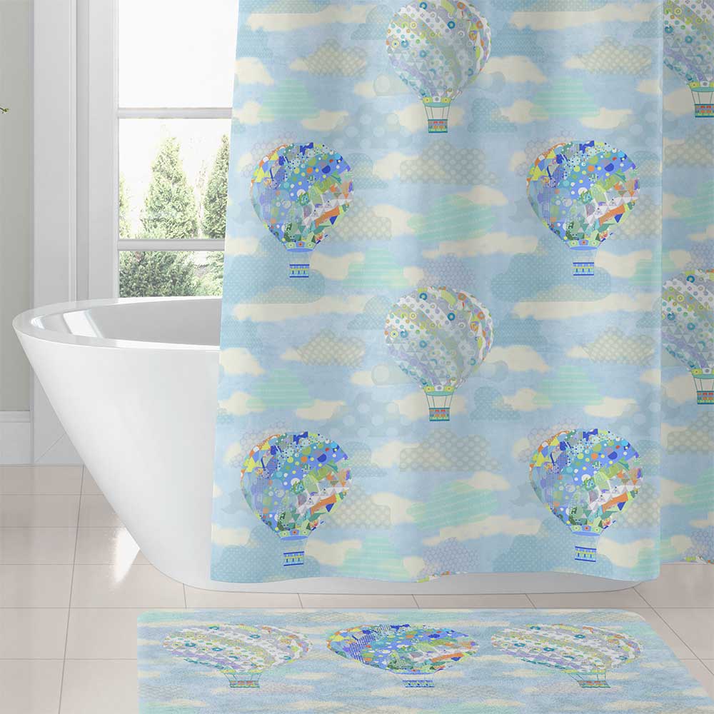 blue shower curtain for toddler boys bathroom decor