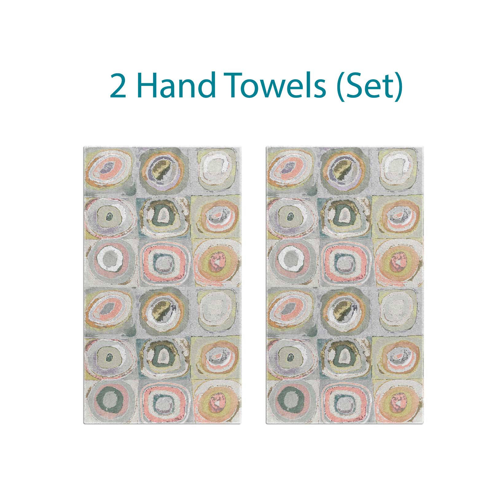 Gray and pink artistic abstract patterned hand towel set.