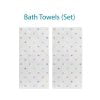 two white bath towels set with pastel love hearts for kids bathroom