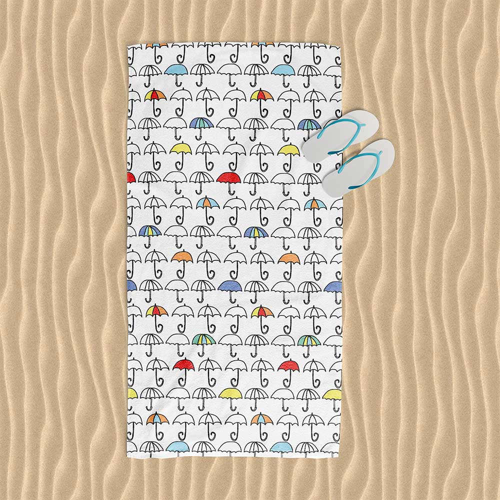 Kids Beach Towels With Fun Blue Umbrella Print Or Use As Decorative Kids Bath Towel - Image 8