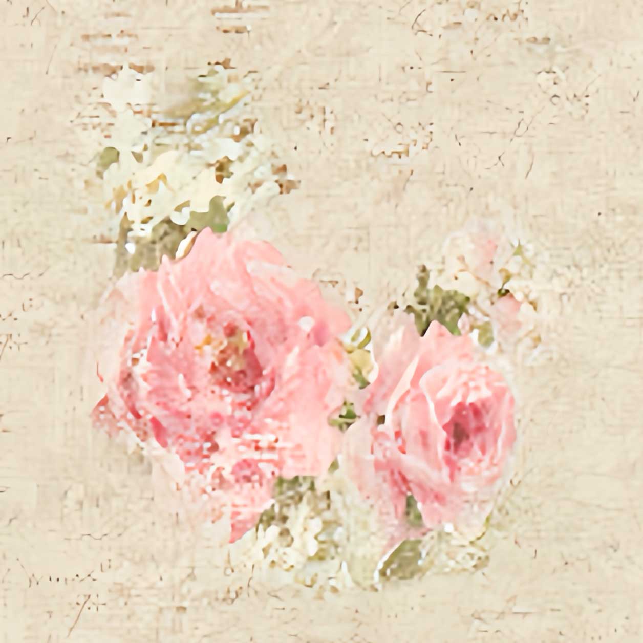 Close-up of artistic rose floral shower curtain.