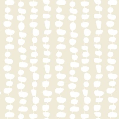 Close-up of the coastal beige and white pebble striped design on the Ozscape Designs shower curtain.