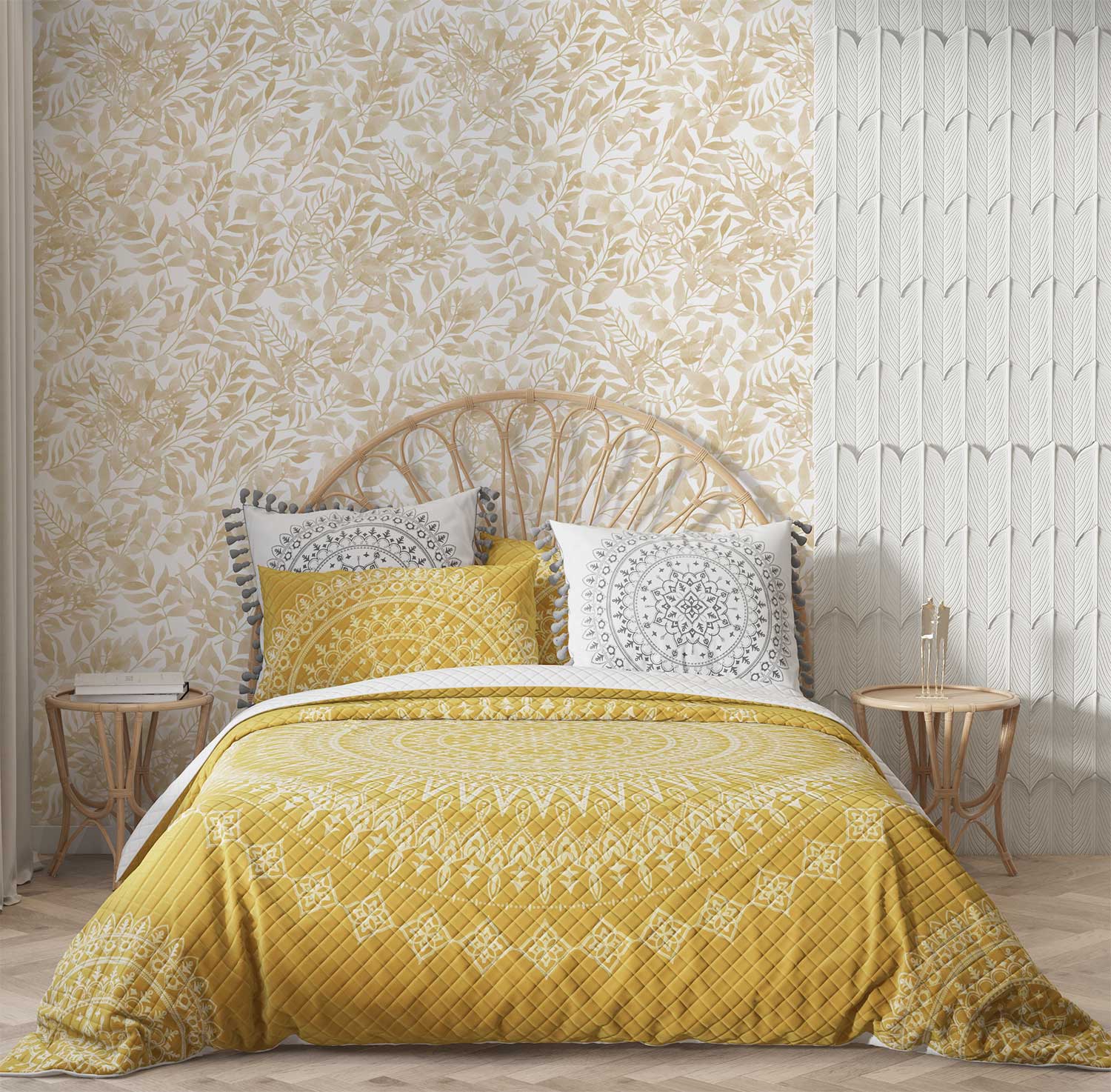 Beige watercolor wallpaper for bedroom with peel and stick vinyl, polyester, traditional, and pre-pasted options.