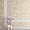 Beige Wallpaper With Watercolor Leaf Design
