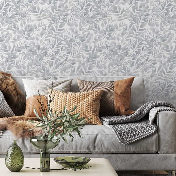 Greywatercolor wallpaper for bedroom, kitchen, bathroom, nursery, or kids' room. Options include peel and stick vinyl, polyester, traditional, and pre-pasted.
