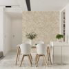 Beige watercolor wallpaper for kitchen with peel and stick vinyl, polyester, traditional, and pre-pasted options.