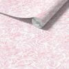 Close-up detail of soft pink watercolor leaves wallpaper design, showcasing the intricate and delicate leaf patterns