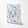 Sample of blue watercolor floral wallpaper