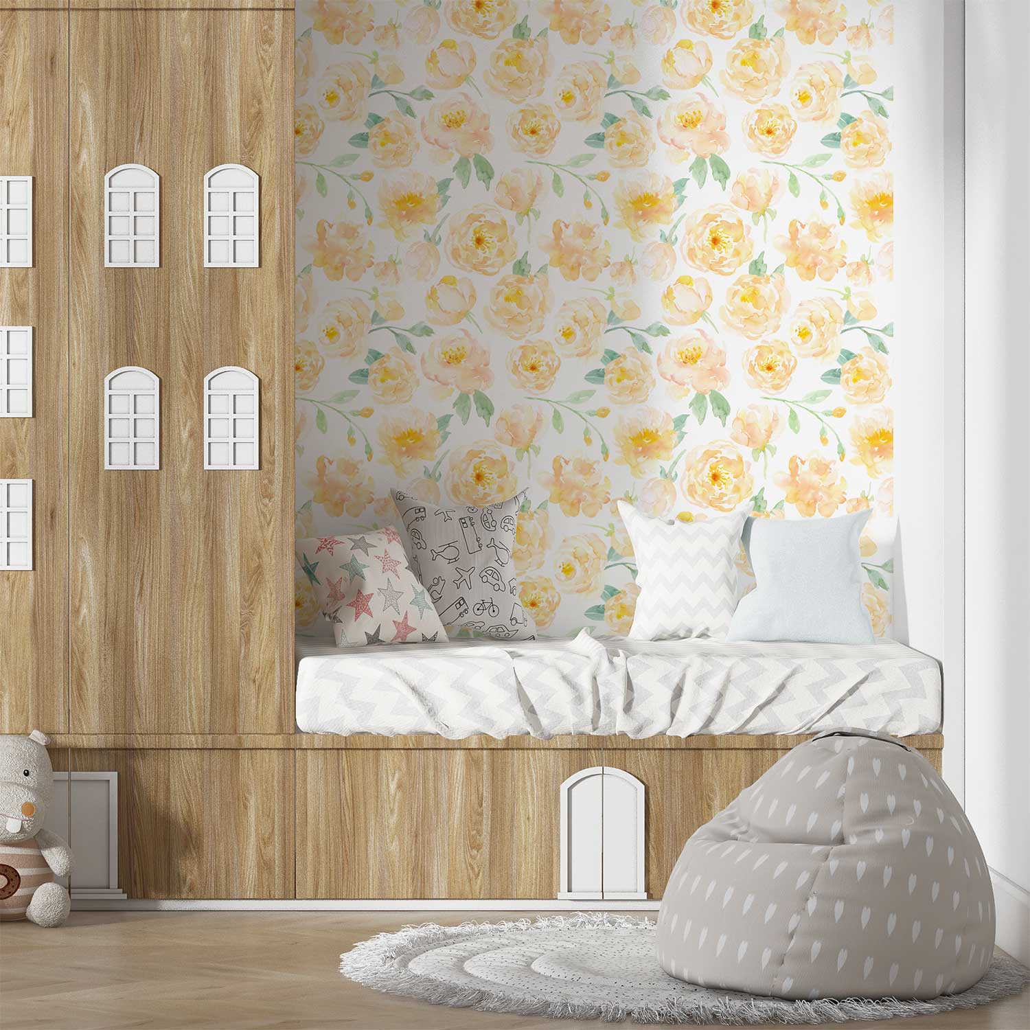 Yellow Floral Wallpaper – Elegant Peony Wall Decor - Image 6