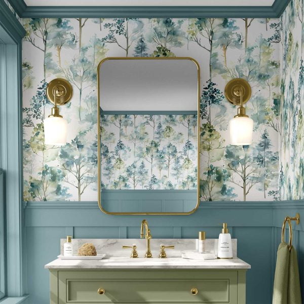 Green Nature Wallpaper For Bathroom - Waterproof Vinyl Peel And Stick Wallpaper