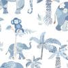Blue Wallpaper for Kids featuring cute tropical elephants.