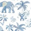 Blue Wallpaper for Kids featuring cute tropical elephants.