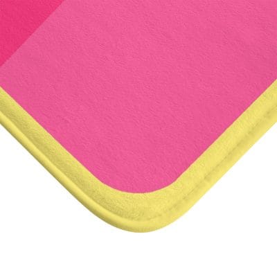 Anti-mold, anti-slip pink and green geometric bath mat for bathroom safety and style