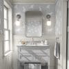 Fun dog-themed wallpaper for children's bathroom decor