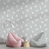Playful puppy wallpaper for a fun and cozy play space