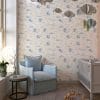 Cloud cream Soft Skies wallpaper in gender-neutral baby room