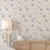 Cloud cream Soft Skies wallpaper with moons and stars in boys bedroom