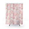 Storybook pink ballet shower curtain for girls’ bathroom decor